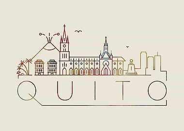 Quito Thin Line City Art