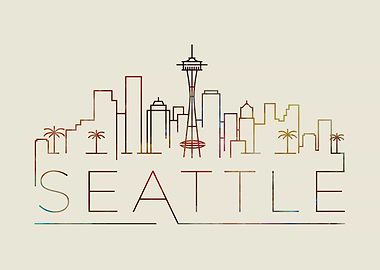 Seattle Thin Line City Art