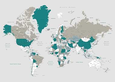 Merian detailed world map