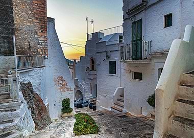 Ostuni village at sunset