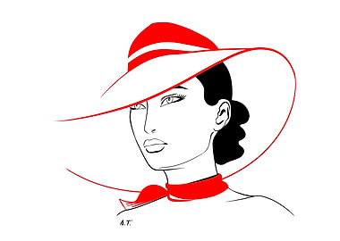 Woman in a red scarf