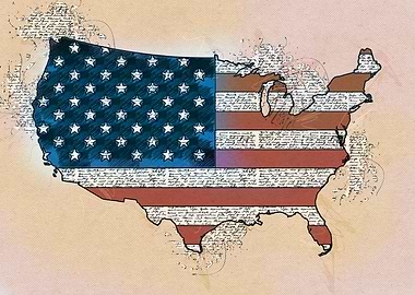 Vintage Style USA Map