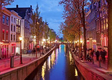 Red Light District at Dusk