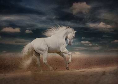 RUNNING WHITE HORSE