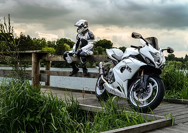 BIKER WITH HIS SUZUKI