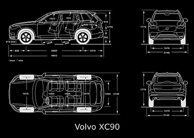 volvo XC90 2019 blueprint