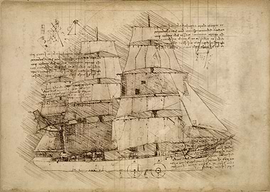 Three Master Ship Sketch