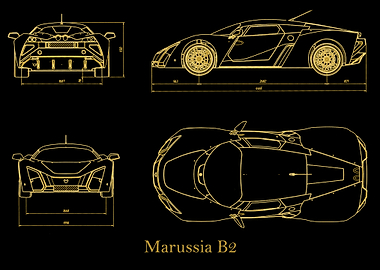 Marussia B2 Blueprint gold