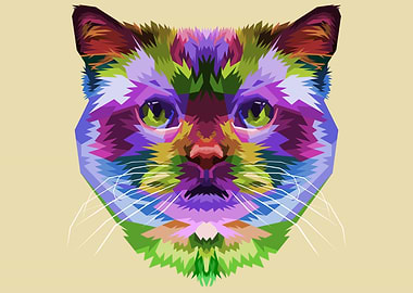 colorful cat head on pop