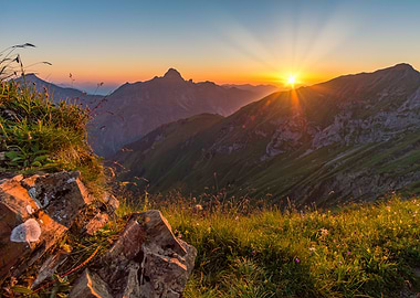 Sunset in the mountains