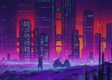 Futuristic city love