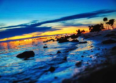 Shoreline and city lights