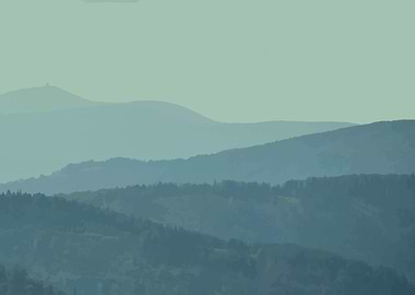 Minimalist blue landscape