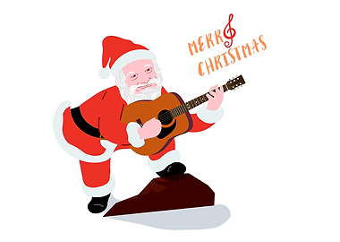 Santa Claus playing guitar