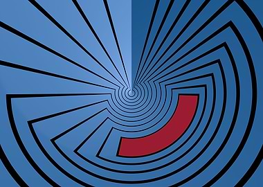 Circular in red and blue