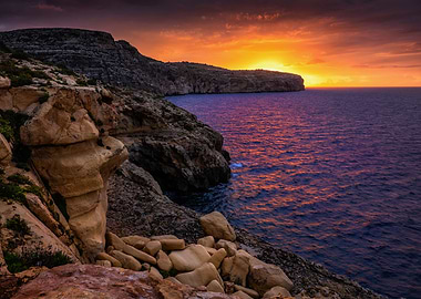 Malta Sea Coast At Sunrise