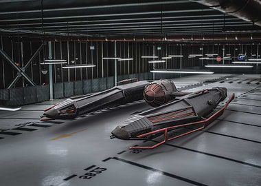 Spaceship in hangar
