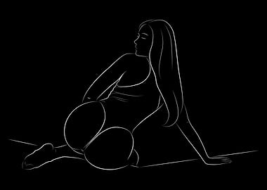 Sexy Ass Girl Line Art
