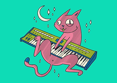 Funny Piano Cat