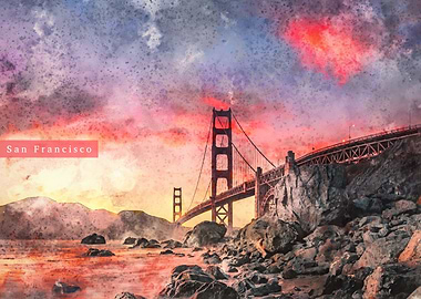 Watercolor Golden Gate