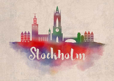 Stockholm Watercolor City