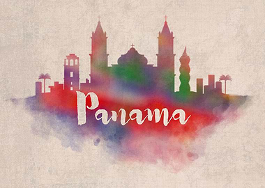 Panama Watercolor City Sky