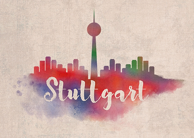 Stuttgart Watercolor City