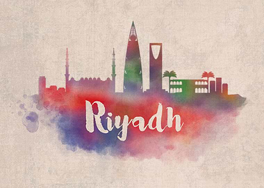 Riyadh Watercolor City Sky