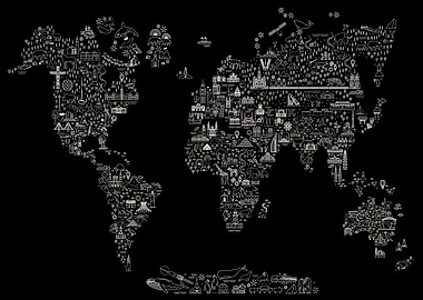 World Travel Icons Map