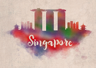 Singapore Watercolor City