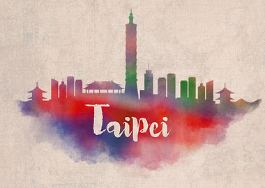 Taipei Watercolor City Sky