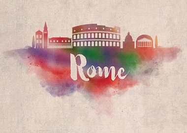 Rome Watercolor City Sky