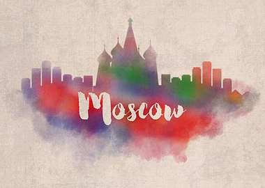 Moscow Watercolor City Sky