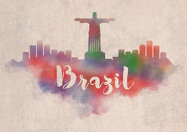 Brazil Watercolor City Sky