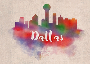 Dallas Watercolor City Sky