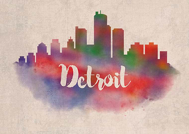 Detroit Watercolor City