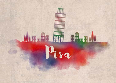 Pisa Watercolor City Sky
