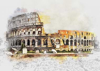 Colosseum in Watercolor