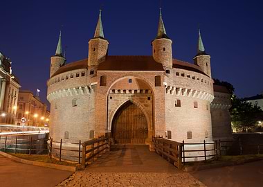 Krakow Barbican at Night