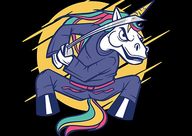 Rainbow Unicorn Samurai Un