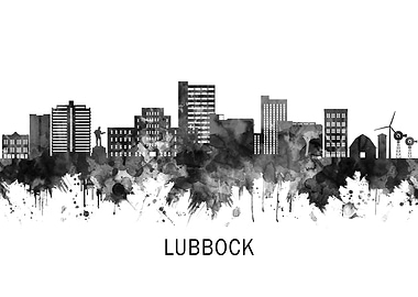 Lubbock Texas Skyline BW