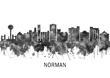 Norman Oklahoma Skyline BW