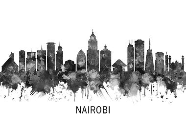 Nairobi Kenya Skyline BW