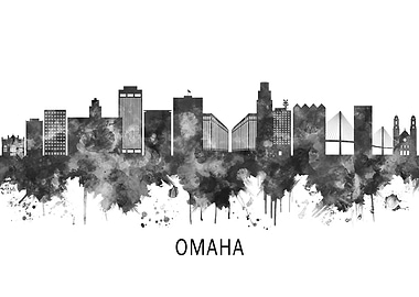 Omaha Nebraska Skyline BW