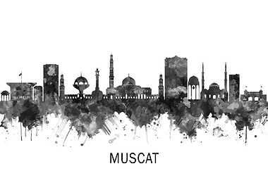 Muscat Oman Skyline BW