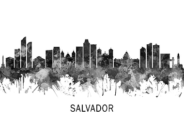 Salvador Brazil Skyline BW
