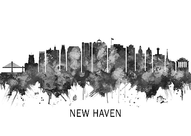 New Haven Skyline BW