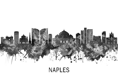 Naples Italy Skyline BW