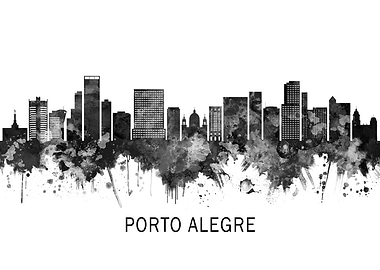 Porto Alegre Skyline BW