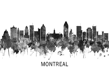 Montreal Canada Skyline BW